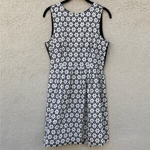 Madewell Black Cream Perforated Floral Dress 2 Open Back
